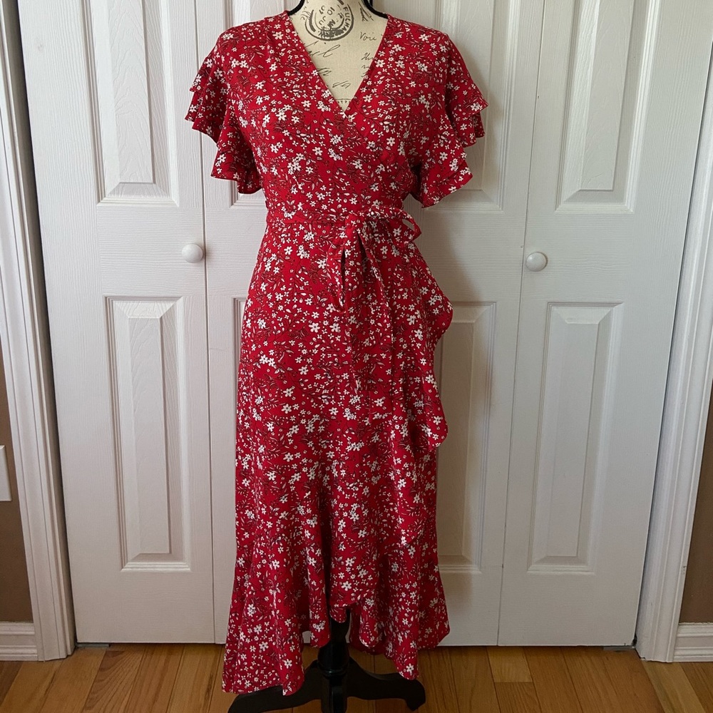 Max Studio Red Wrap Dress